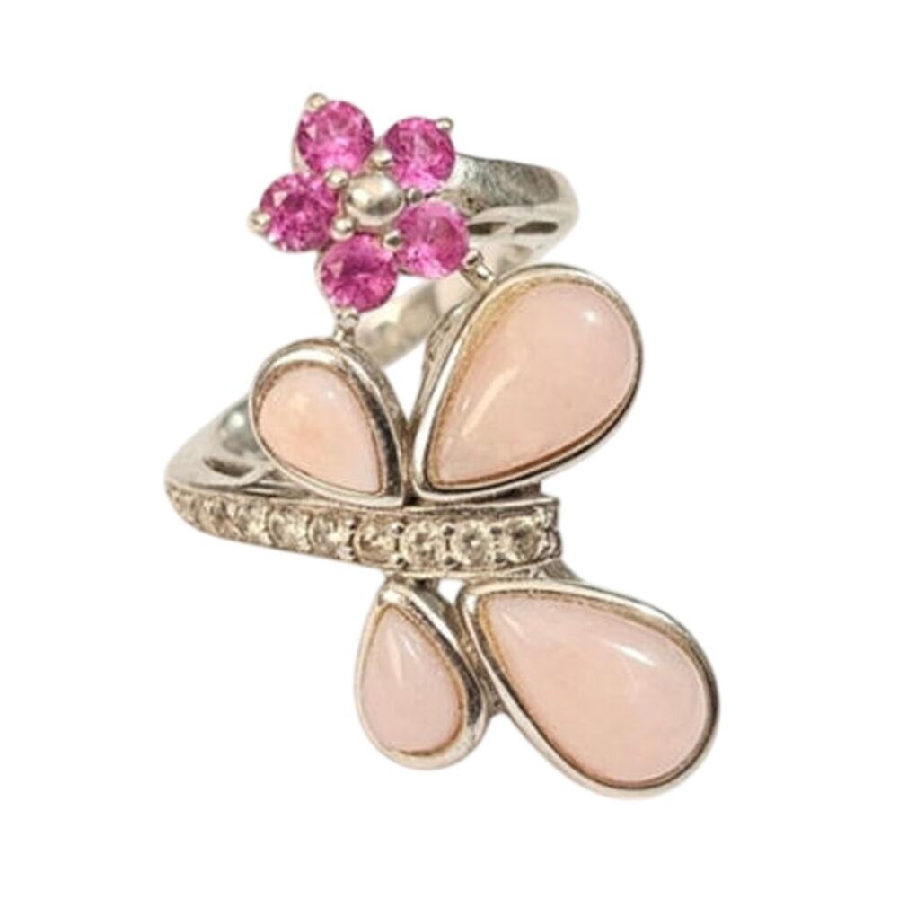 Peruvian Opal Butterfly Ring Sterling Silver BBK - Size 6.5